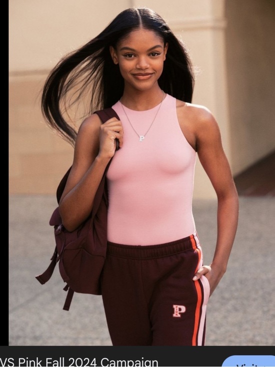 PINK Victoria's Secret Tops - VS pink high neck sleeveless body suit cream XXL